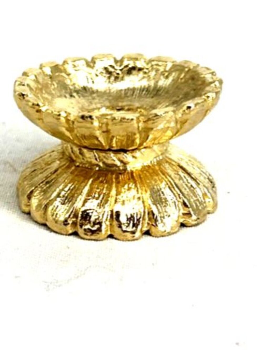 Egg Stand Metal Gold Tone Scalloped Edge 1 x 1.50" Hollywood Regency MCM Italy